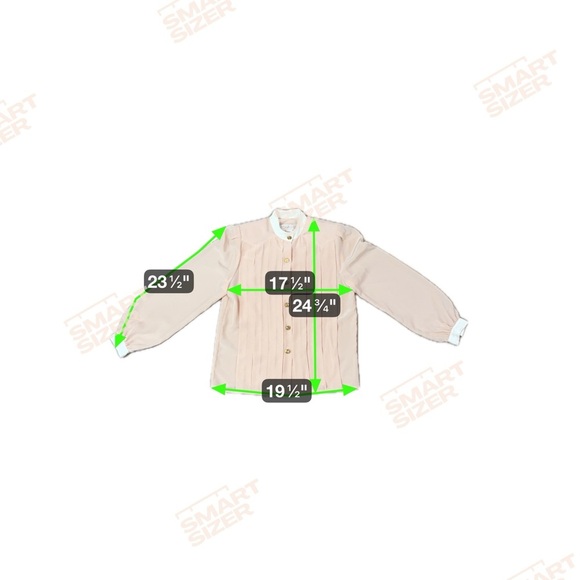 Chaus Vintage Peach Blouse Pleated Long Sleeve Button Down Gold Buttons Contrast - Picture 5 of 6